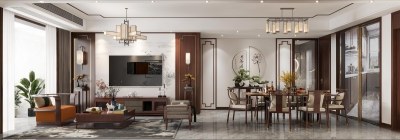 新中式客餐厅3D模型下载